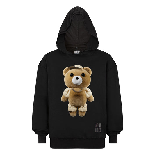 Hoodie Teddy Bear oversize dark gray heavy cotton