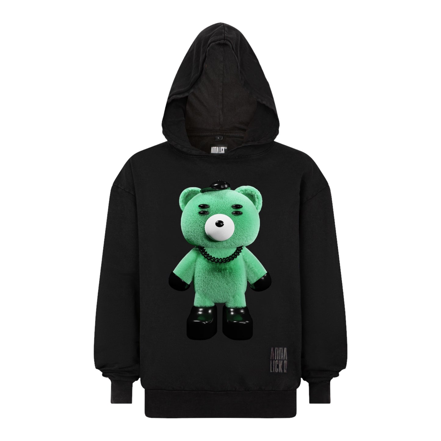 Hoodie Teddy Bear dark gray oversize heavy cotton