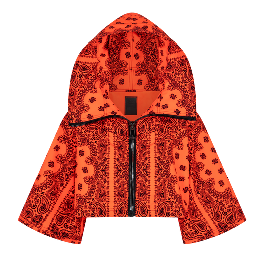 Short-sleeve cropped jacket Orange/Black