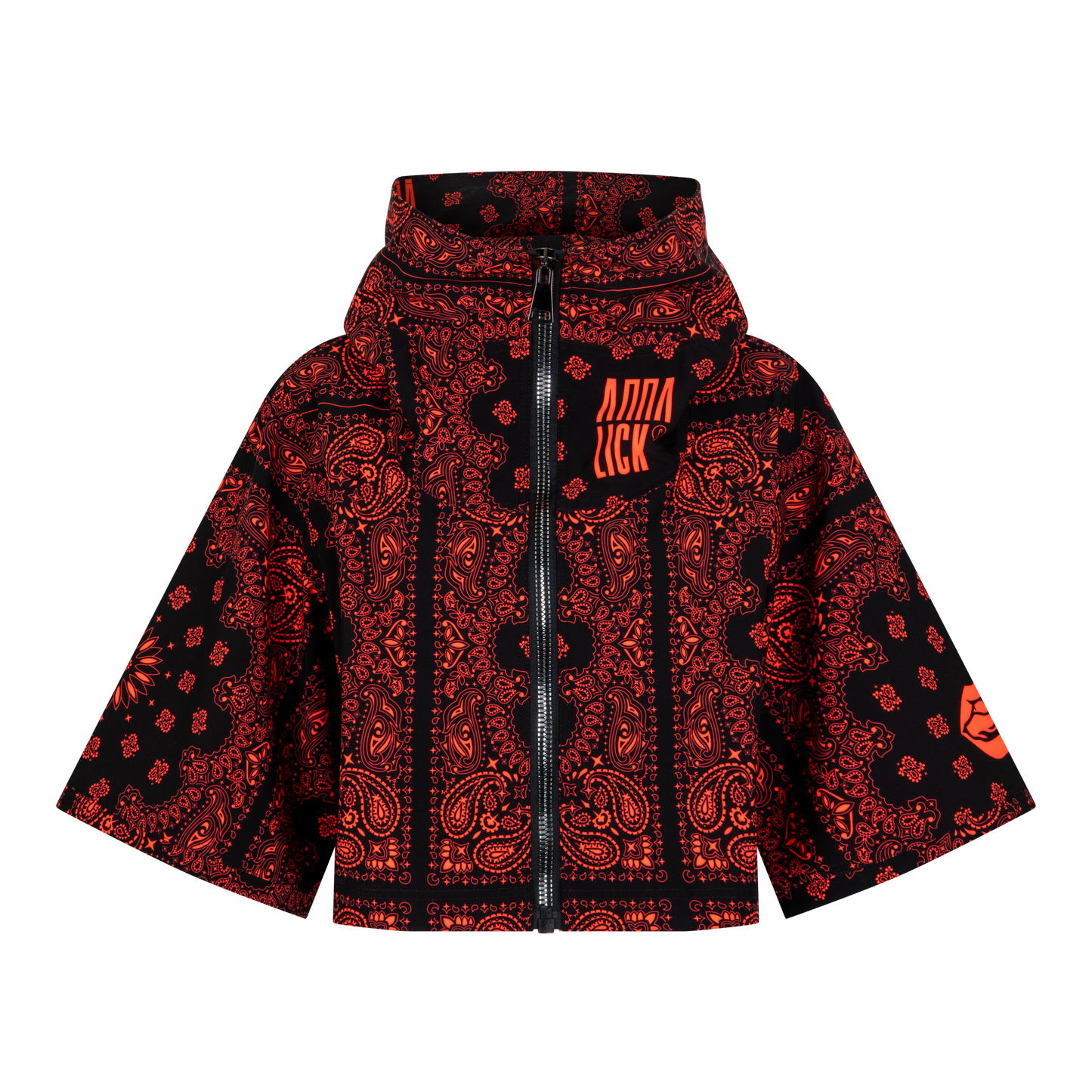 Short-sleeve cropped jacket Black/Orange