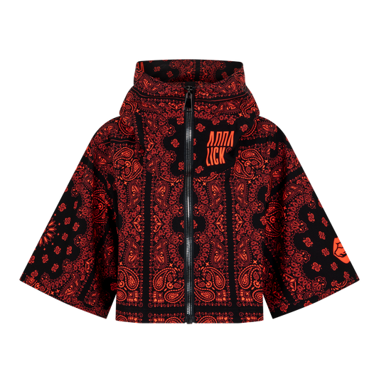 Short-sleeve cropped jacket Black/Orange