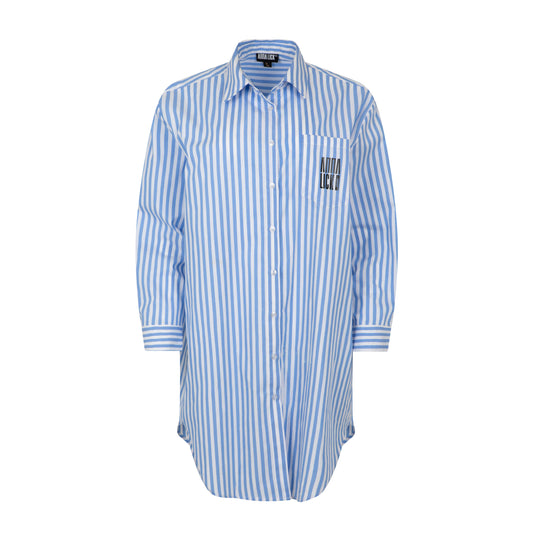 Striped shirt dress with print
